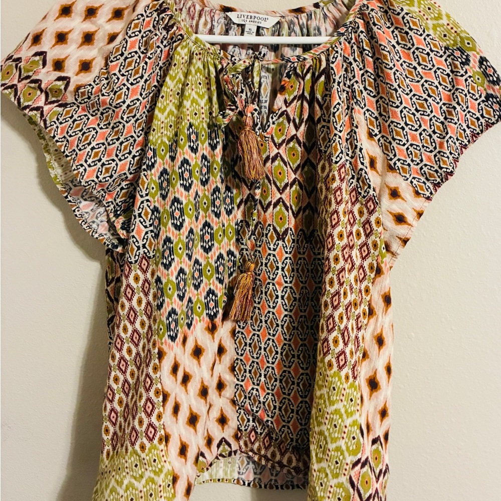 Liverpool Multicolor Patterned peasant style Blouse. Women’s xl